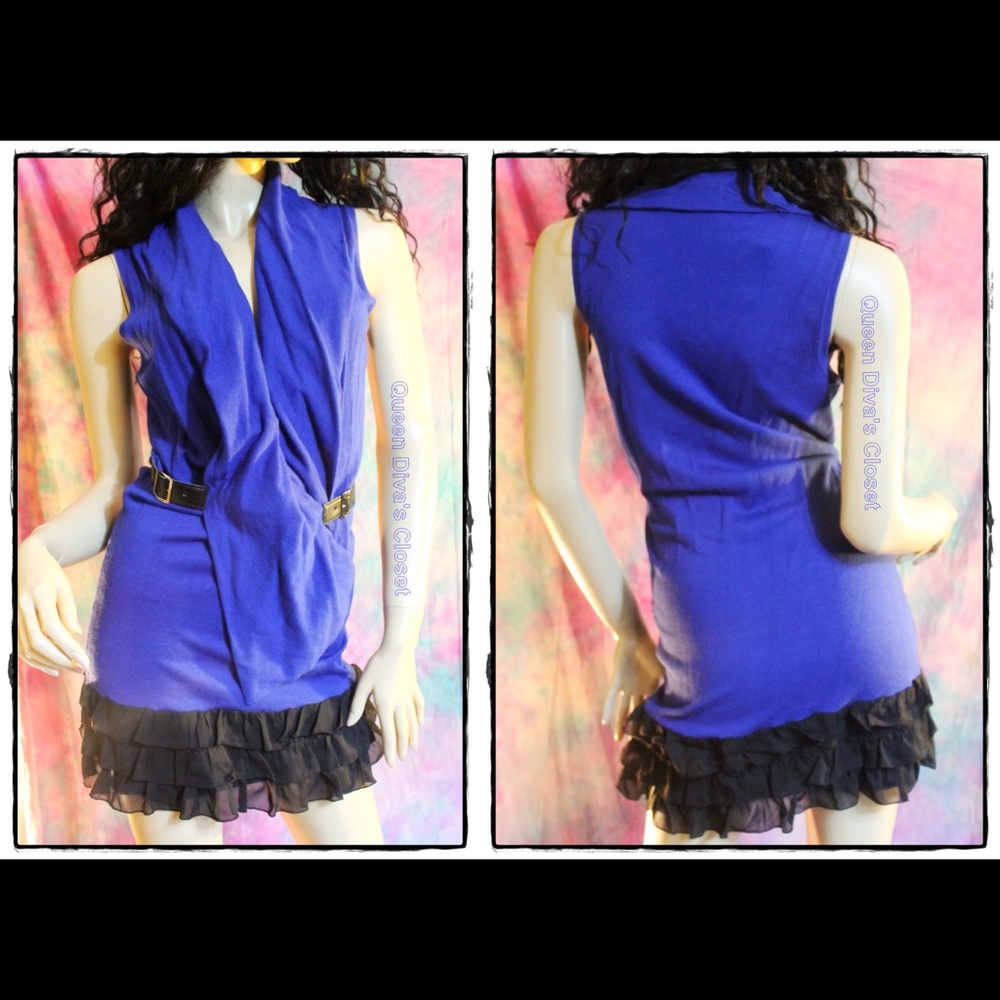 Forever 21 Blue and Black Ruffle Dress